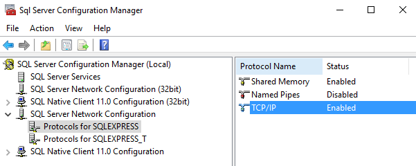 Enable TCP/IP connections
