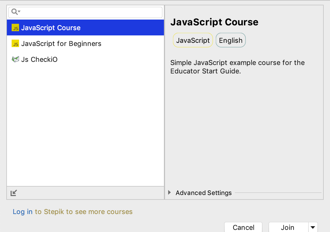 edu course imported javascript