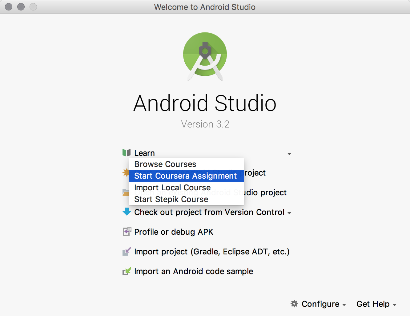 Coursera assignments in Android Studio