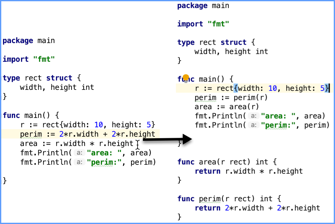 Example of the Extract a method refactoring