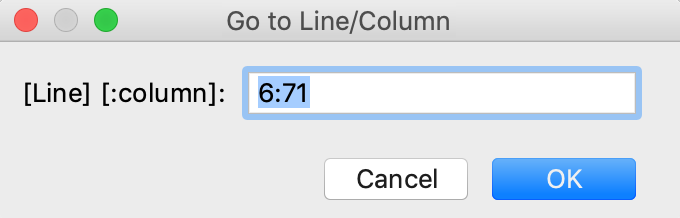 Go to line/column dialog