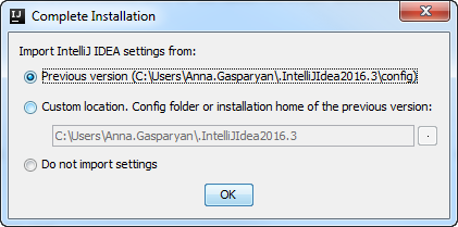 Complete Installation dialog