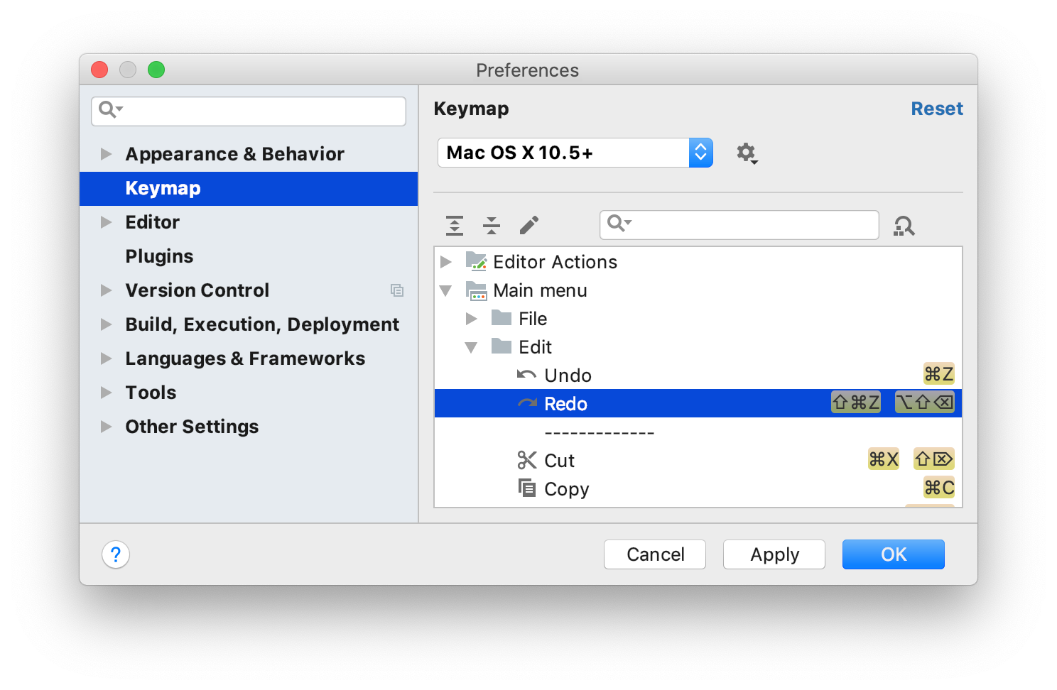 Keymap settings