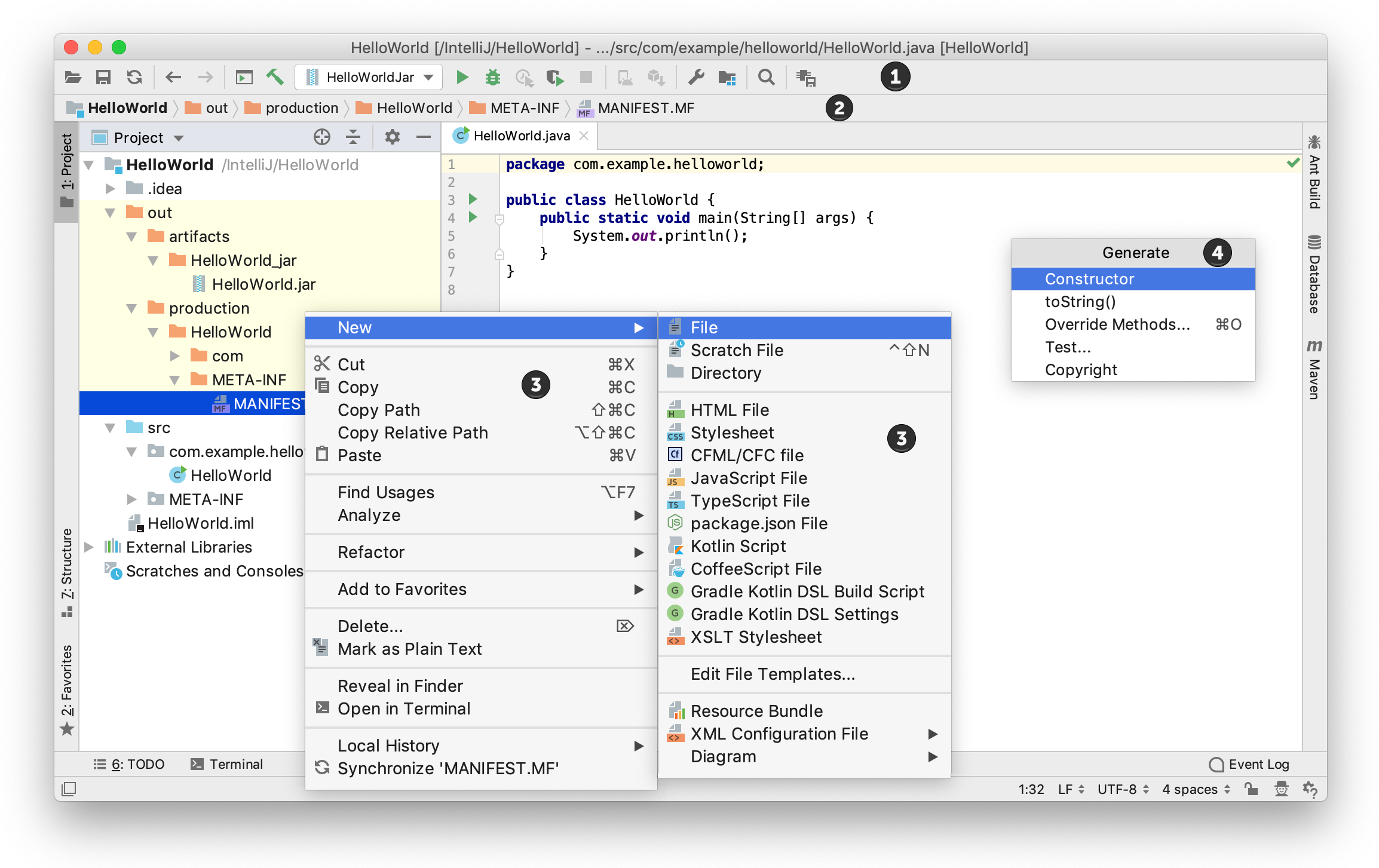 Main elements of the IDE window