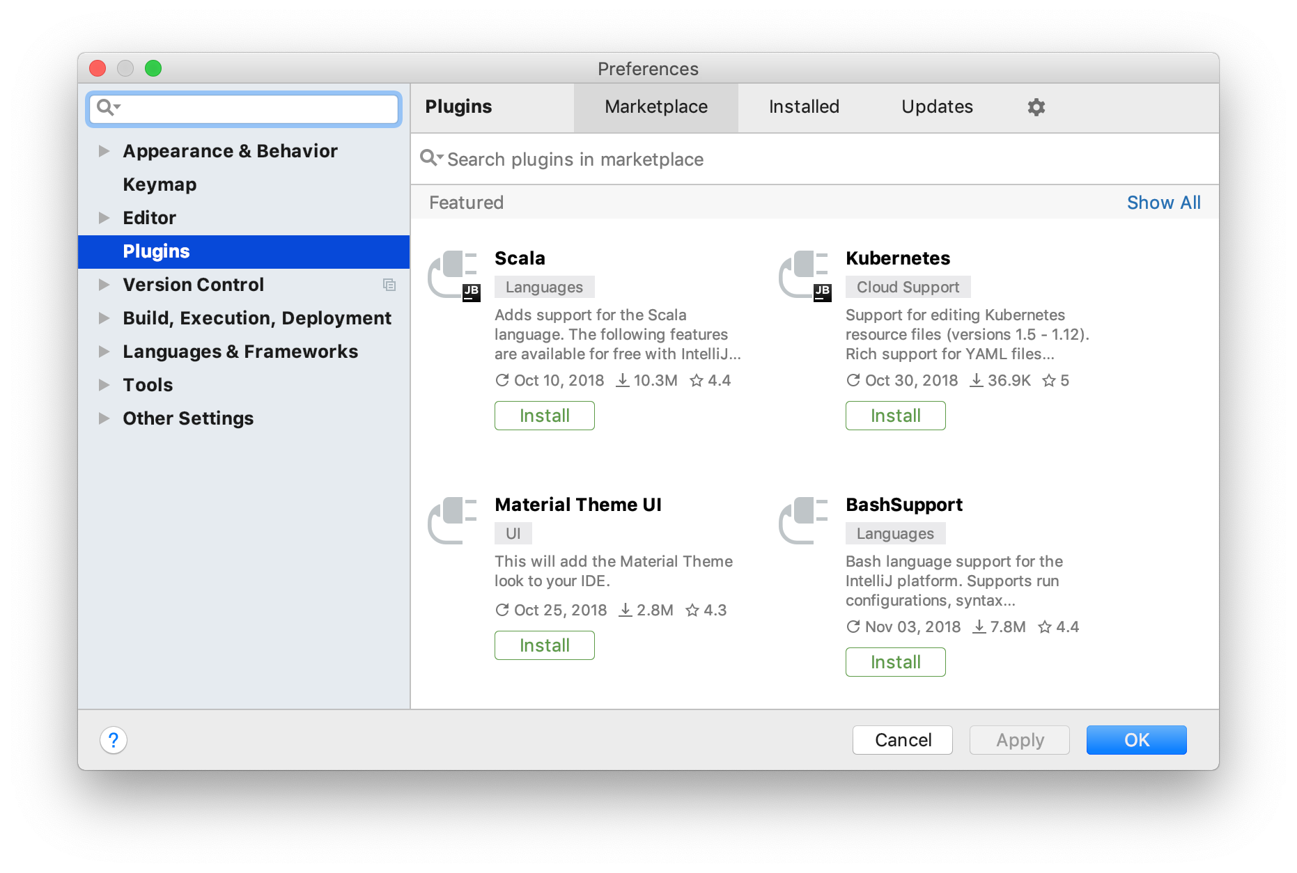 INTELLIJ idea Plugins. INTELLIJ idea install Plugins. Preferences в INTELLIJ idea. Аходим менеджер репозиторий и выбираем manage plugin repositories.