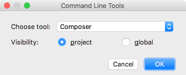 the Command Line Tools dialog 