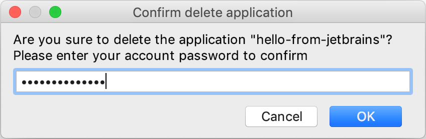 Confirm delete application
