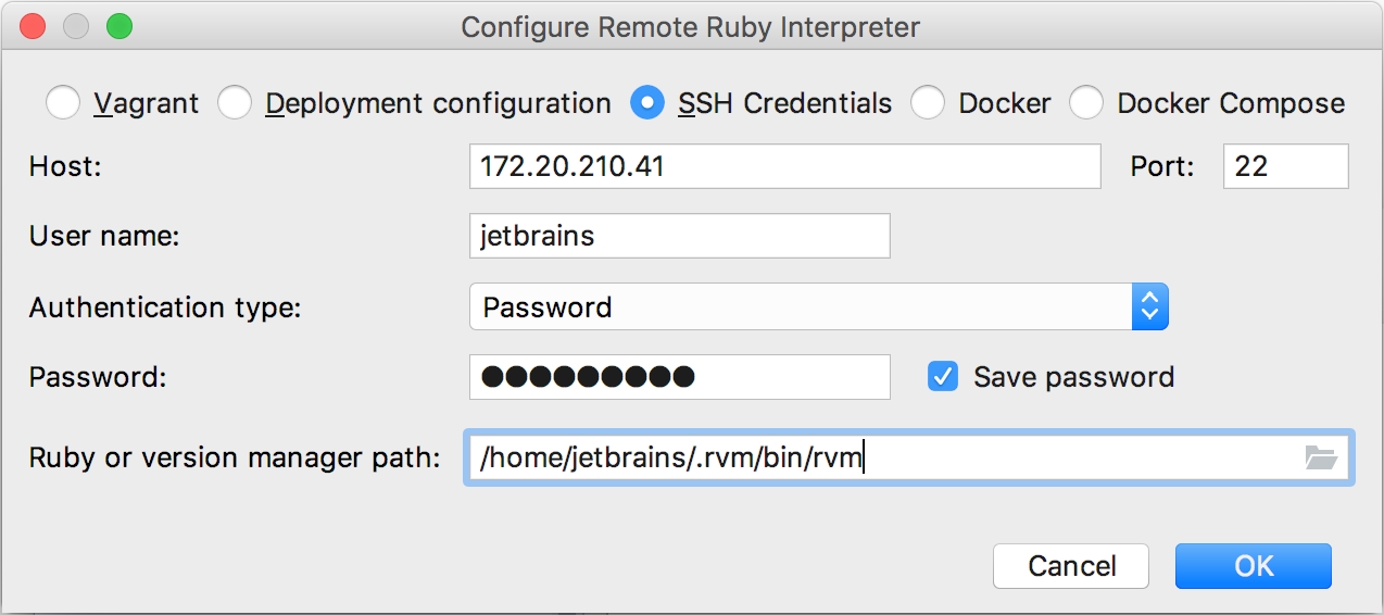 rm remote attach ssh credentials