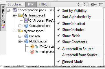 Structure tool window