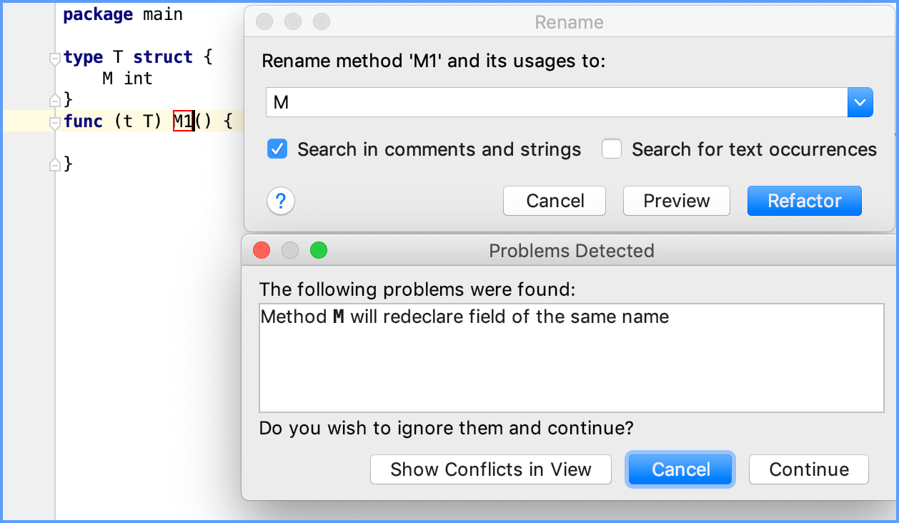 The refactoring dialog