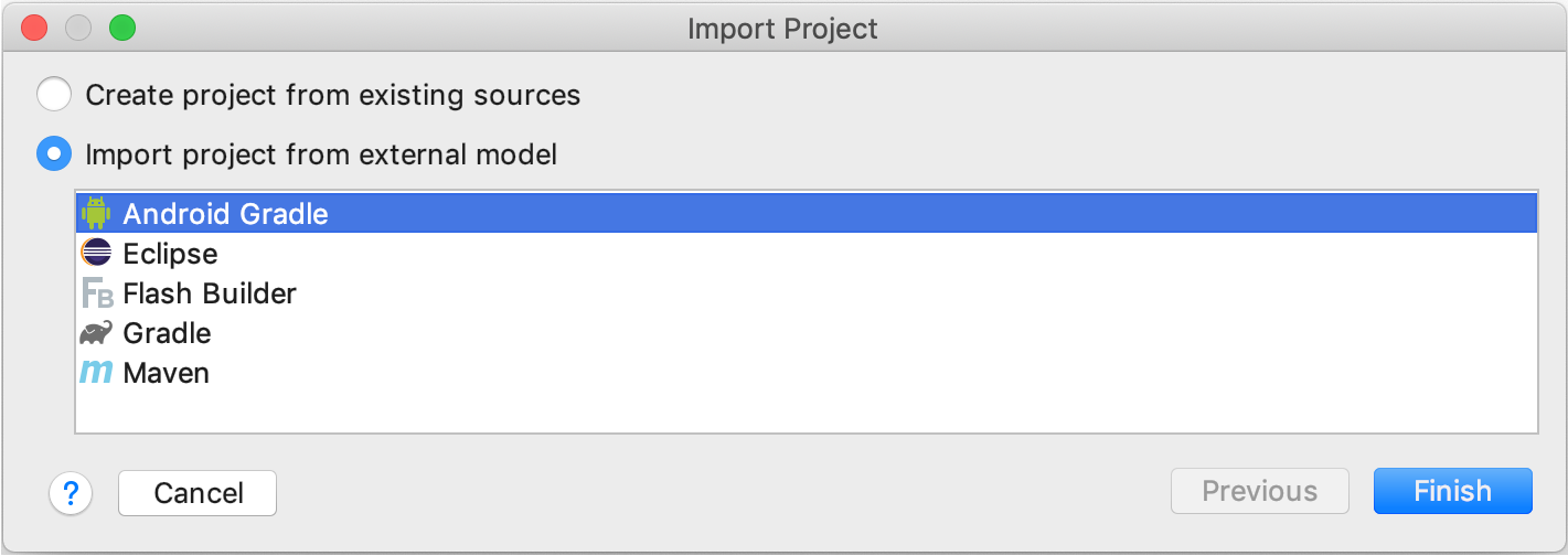 Importing a project from Android Gradle