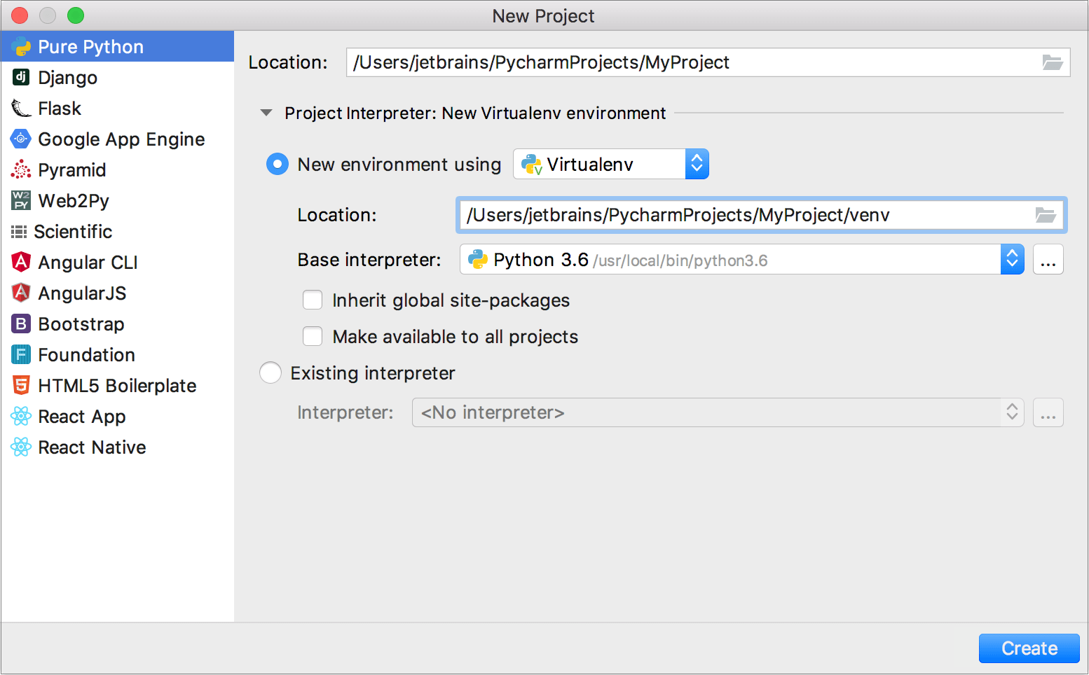 Creating a PyCharm helps implement new project