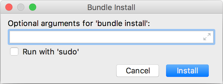 Bundle Install dialog