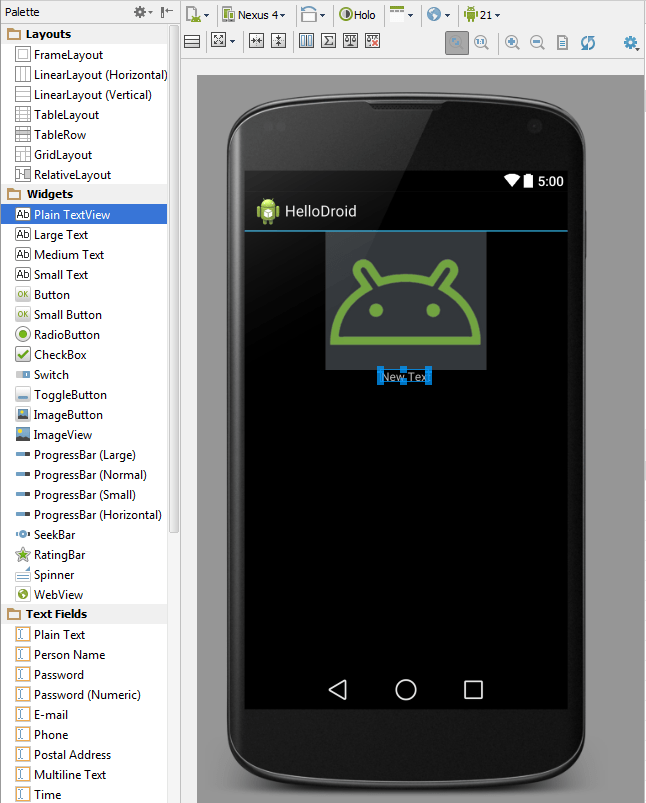 Android ui designer add textview Android ui designer add textview