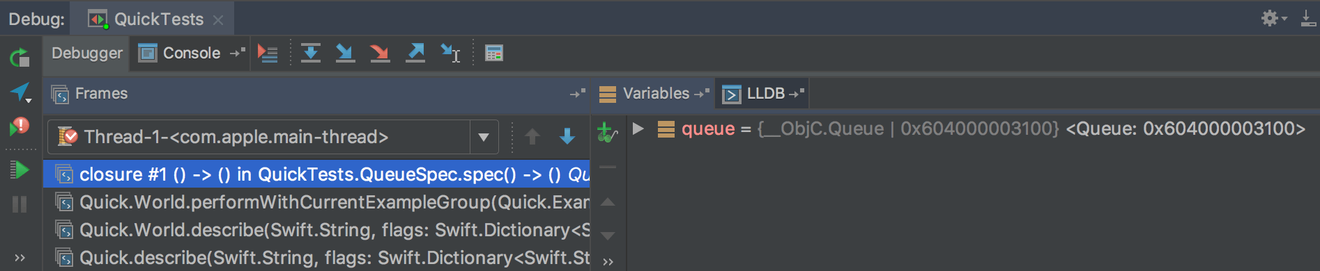 AppCode: Debug window AppCode: Debug window
