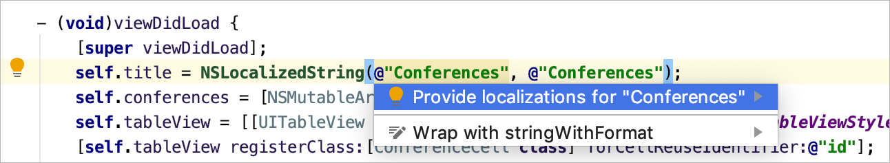 Provide localization intention action Provide localization intention action