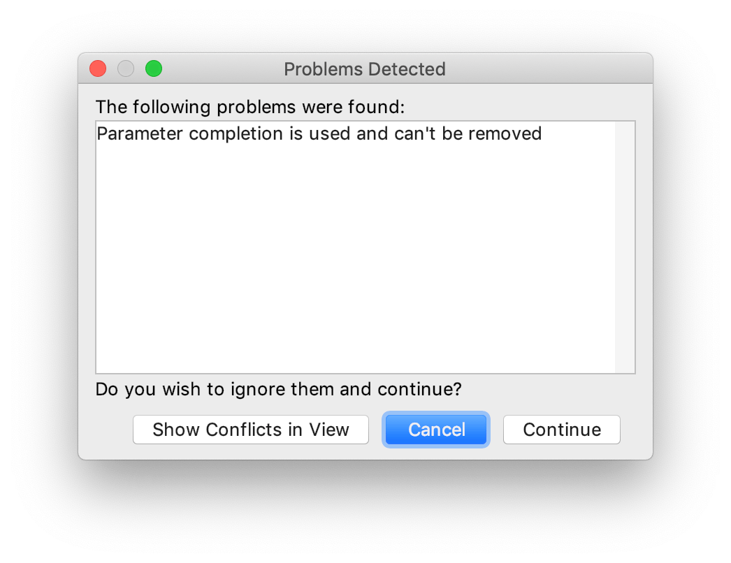 Refactoring conflicts dialog Refactoring conflicts dialog