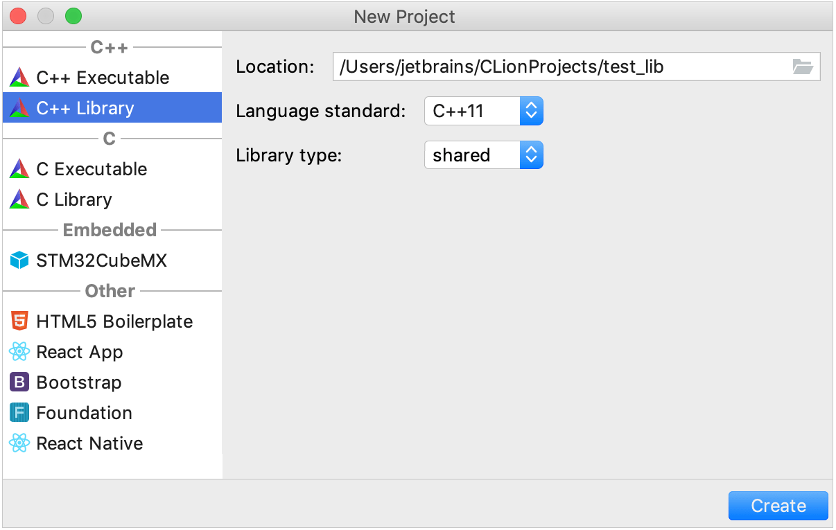 new cmake project dialog
