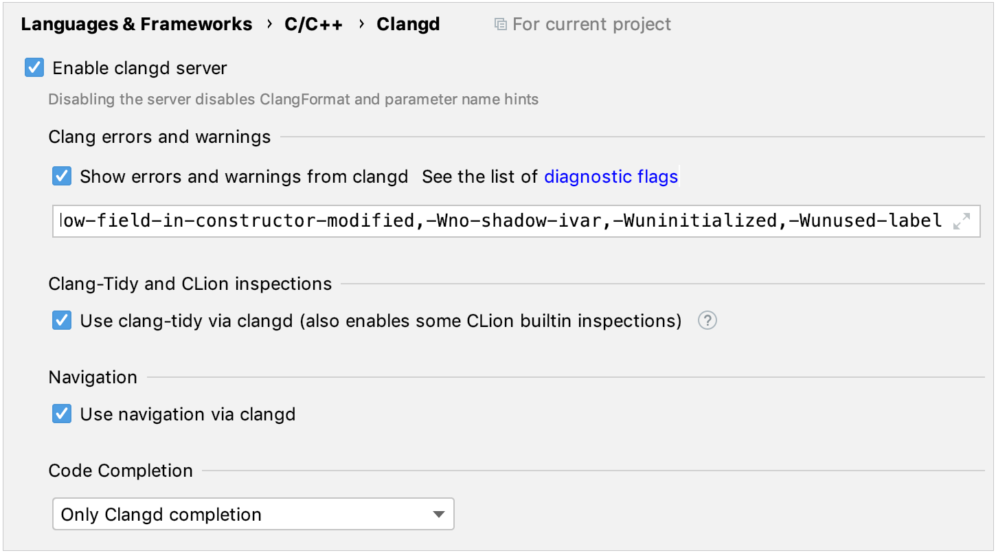 clangd settings clangd settings