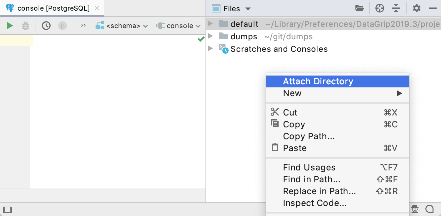 Attach a directory with SQL files