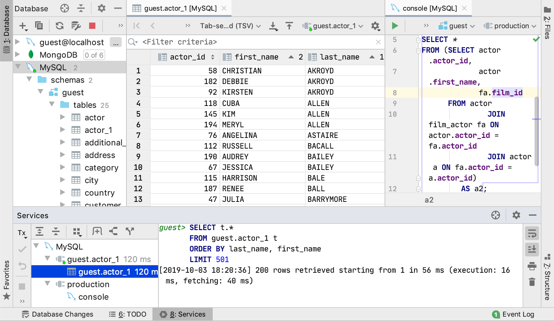 Data editor with tool windows