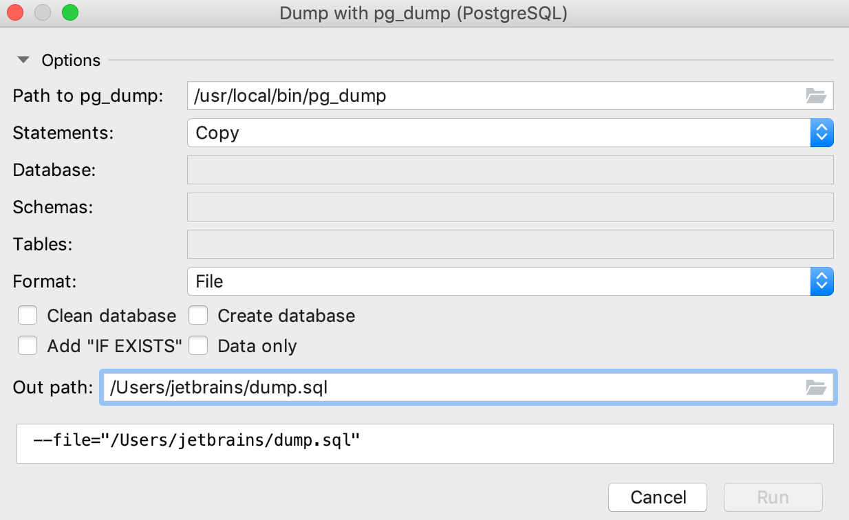 Dump data with pg_dump