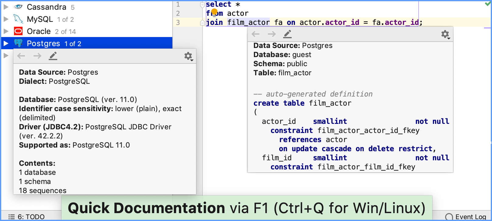 View quick documentation View quick documentation