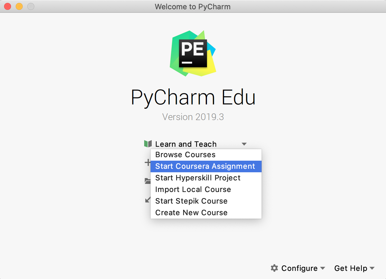 Coursera assignments in PyCharm