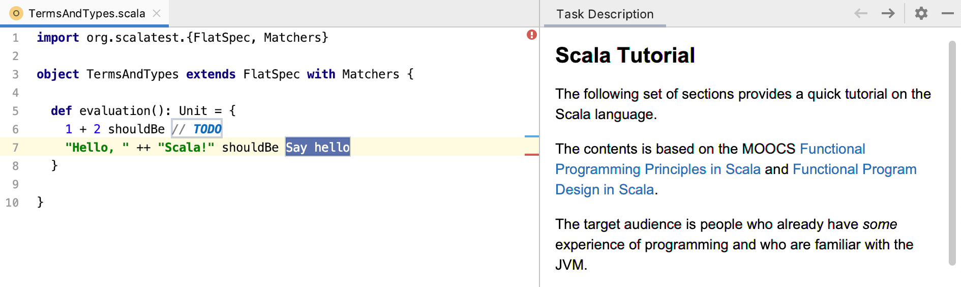 edu task description scala tutorial