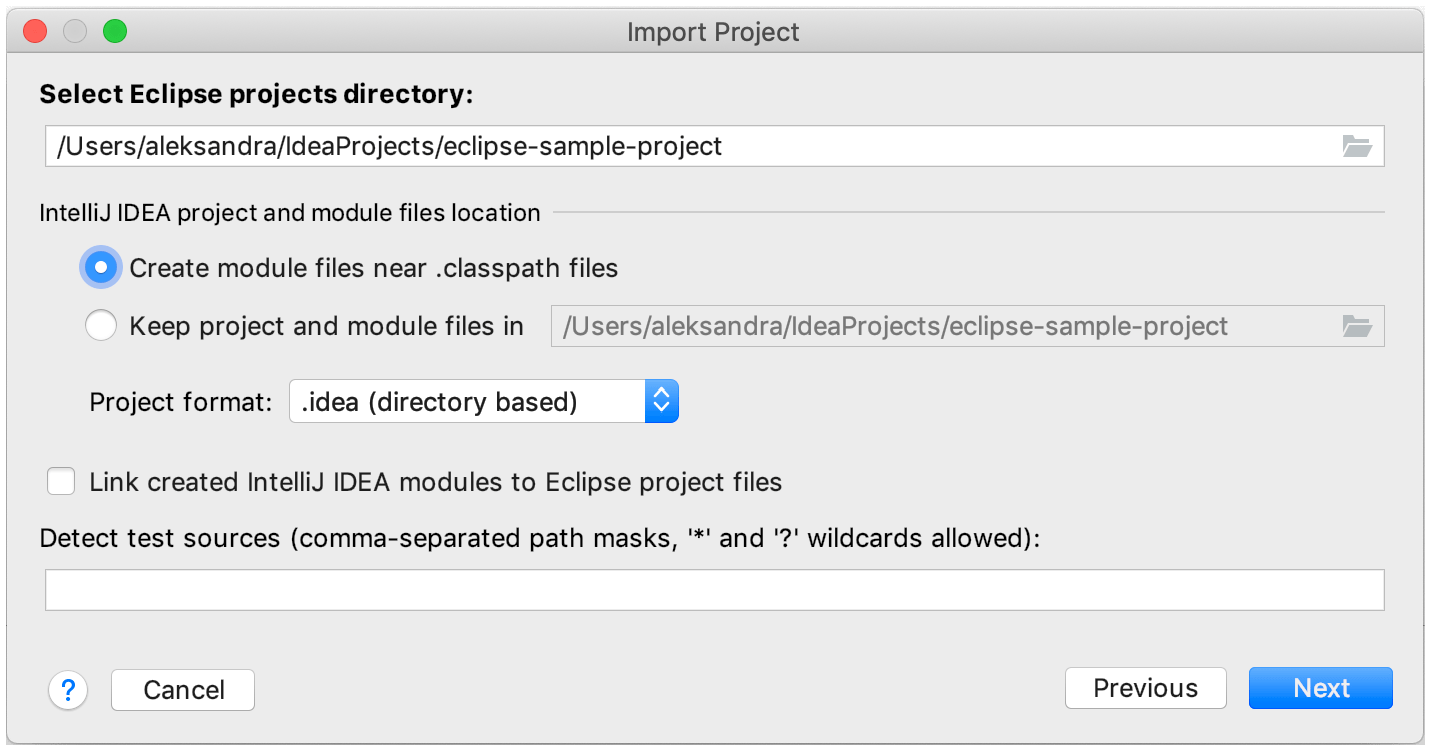 Importing a project from Eclipse