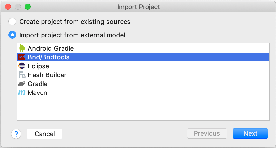 Importing a project from Bnd/Bndtools
