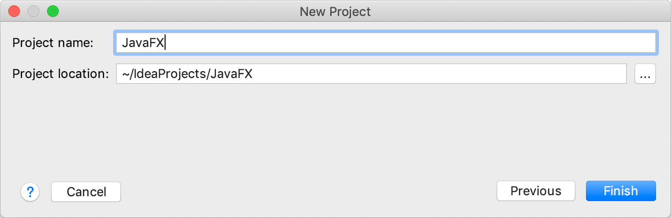 Creating a new JavaFX project