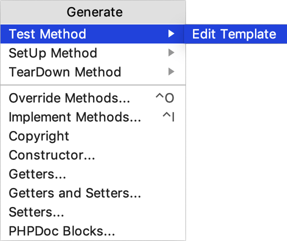 Edit PHPUnit method template Edit PHPUnit method template