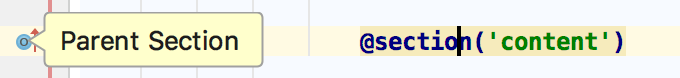 Navigate to the parent section via the gutter icon Navigate to the parent section via the gutter icon