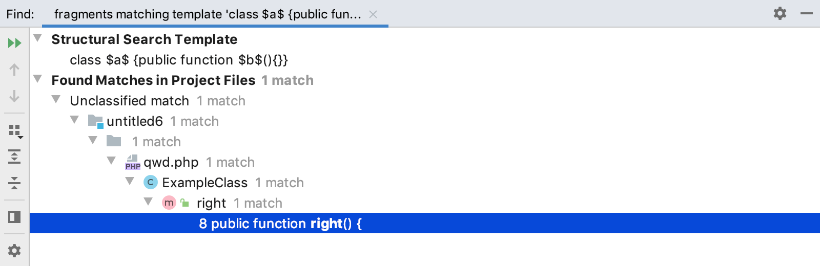 Find tool window results Find tool window results