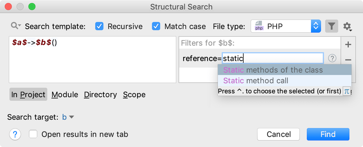 Reference filter Reference filter