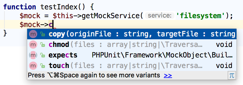 Symfony mock completion in a helper function available Symfony mock completion in a helper function available