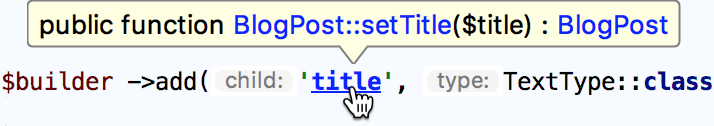 Navigating to Symfony field definition Navigating to Symfony field definition