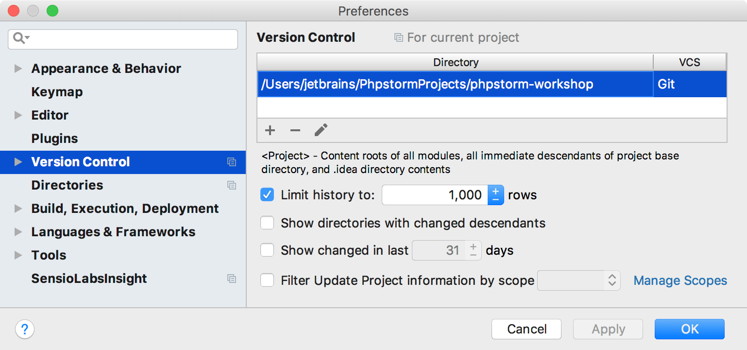 Version Control System settings Version Control System settings