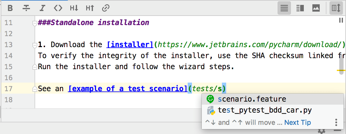 Markdown complete a link Markdown complete a link