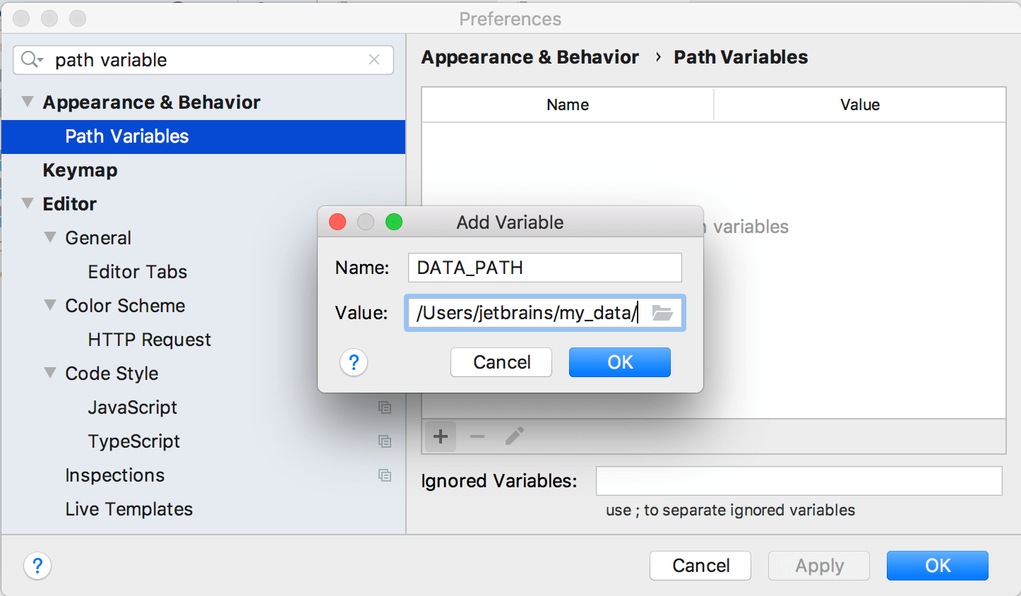 Adding a new path variable
