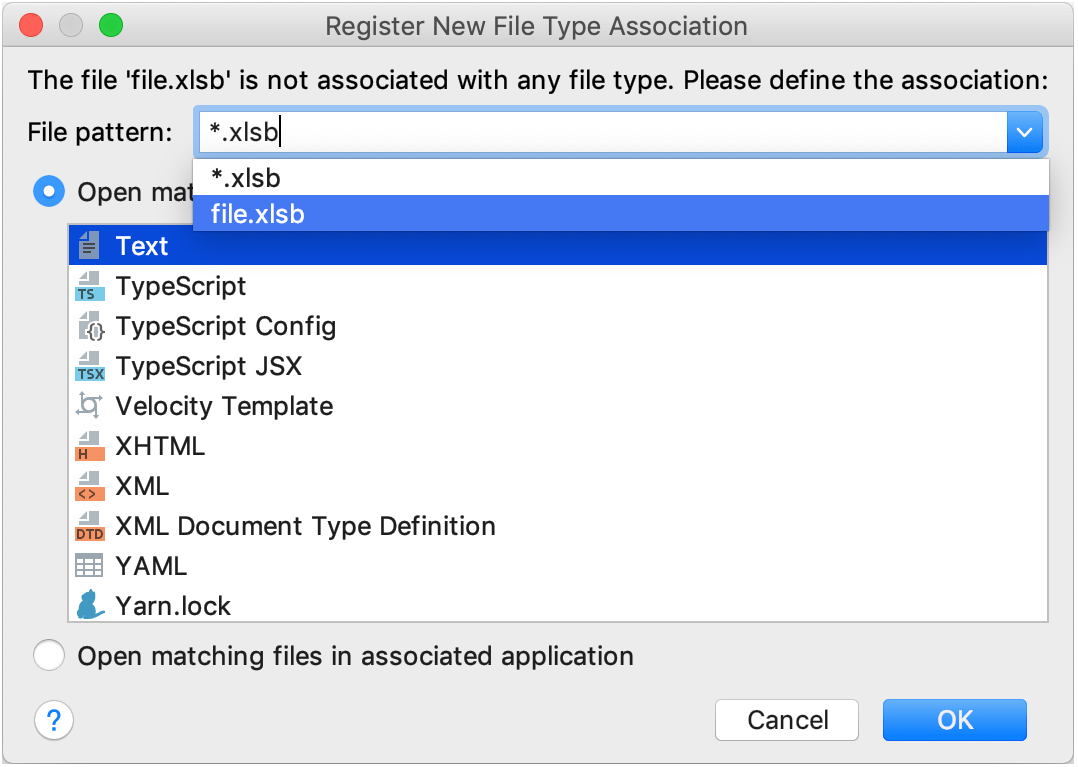 Registering a new file type