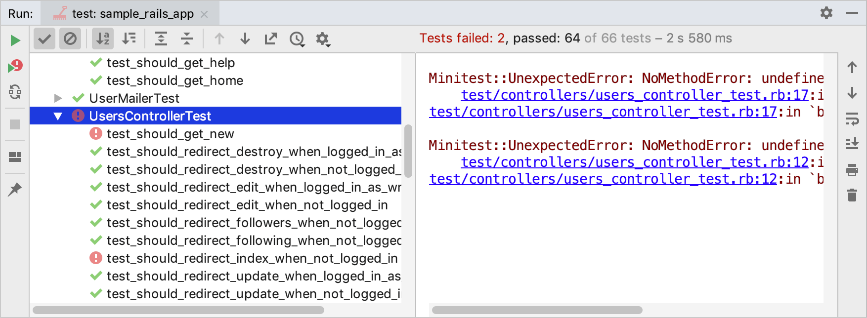 Failed tests Failed tests