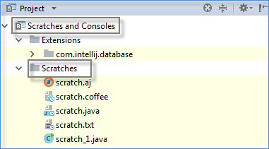 Scratch files in the Project window