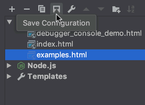Saving a temporary run configuration in the Editr Configuration dialog