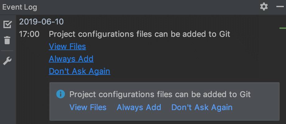 Notification prompting to select how to treat                     configuration files