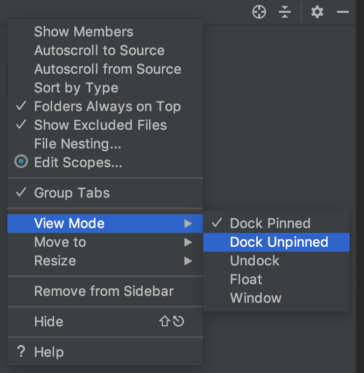 Tool window: viewing modes
