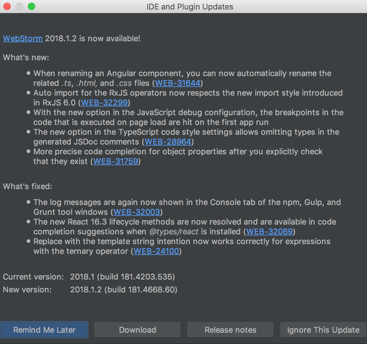 WebStorm and plugin updates WebStorm and plugin updates