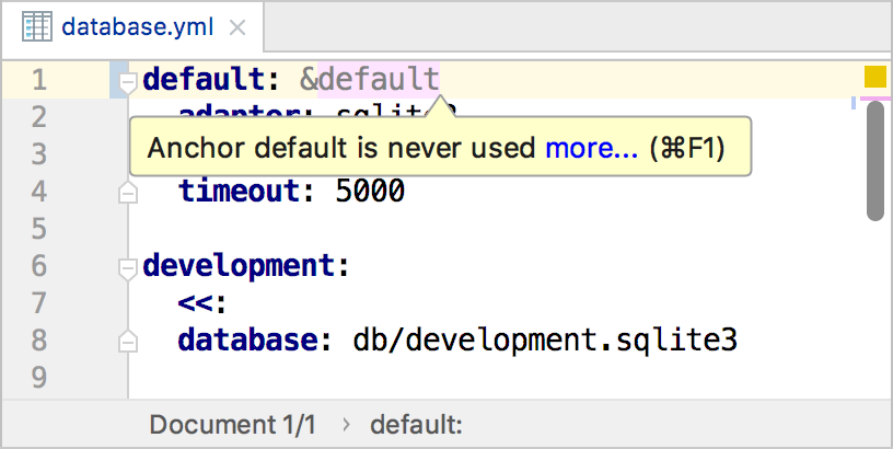 YAML: unused anchor warning YAML: unused anchor warning