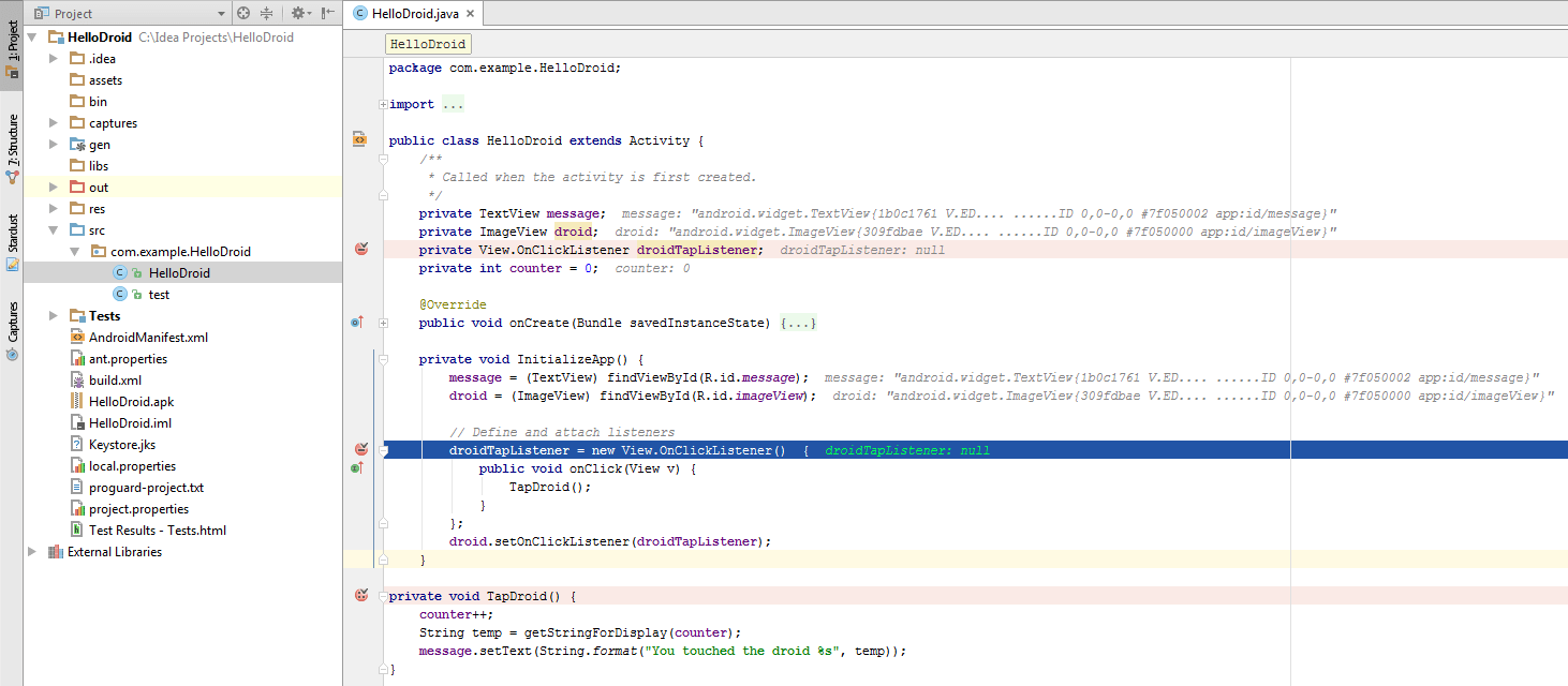 Android breakpoint Android breakpoint